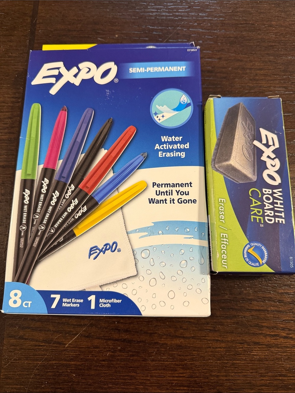 Expo Semi-Permanent Wet Erase Markers & Whiteboard Eraser
